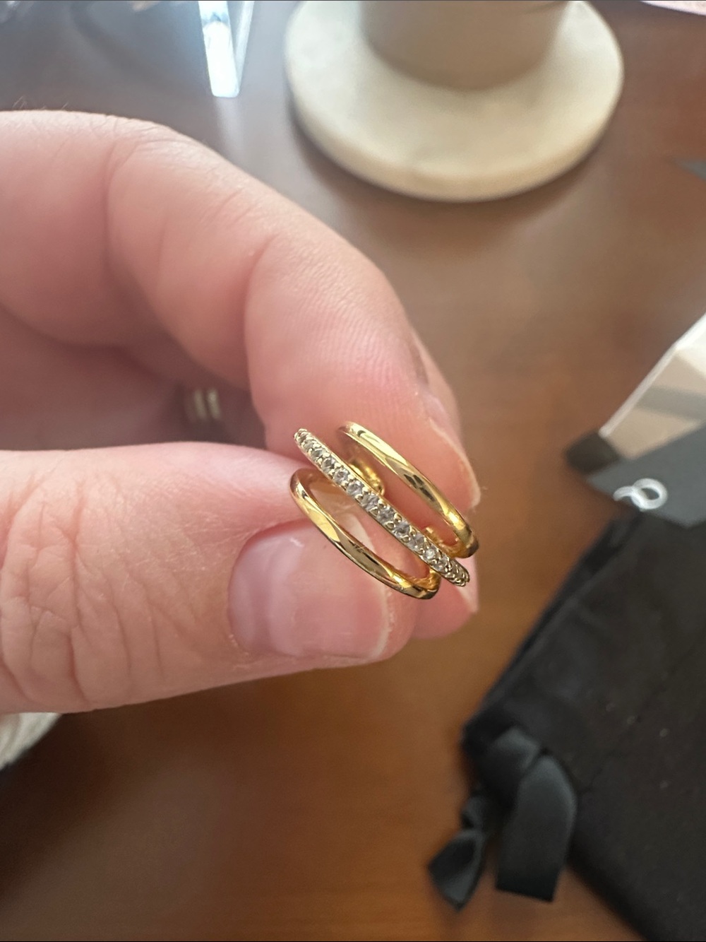Gold Pave Sapphire Layered Ear Cuff - Picture 4 of 4